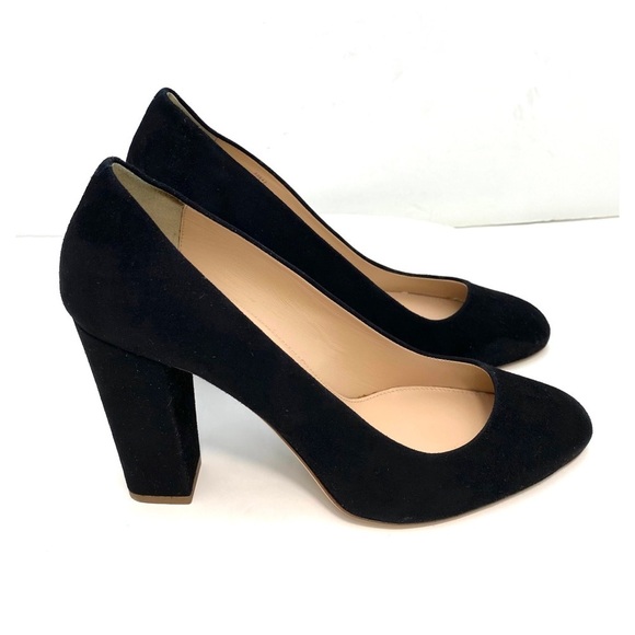 J. Crew Suede Pointed Toe Block Heel Pumps in Black Size 10 #B0942 - Picture 6 of 12